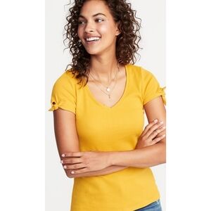 Old Navy Slim Fit Rib Knit Tie Sleeve Top Squash Size M